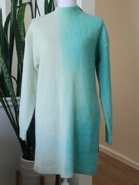 FRNCH Paris Margot Turquoise Ombre Mock Neck Sweater Dress Size M